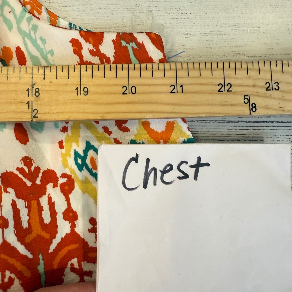 Entro Anthro small Halter orange ivory geometric silky‎ women blouse boho career - Picture 6 of 9
